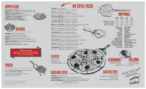 Menu Pizza Greco